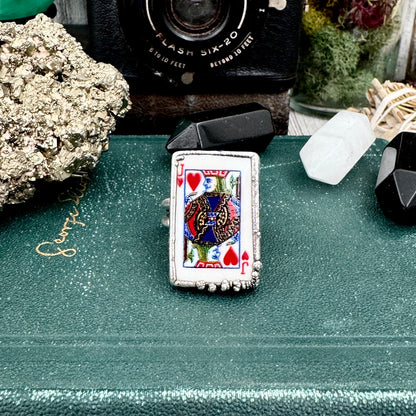 Playing Games - Jack Of Hearts Playing Card Ring Fine Silver Size 10 / Foxlark Collection - One of a Kind