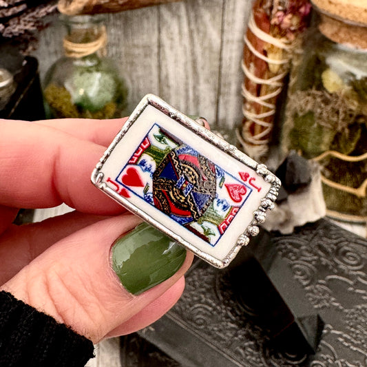 Playing Games - Jack Of Hearts Playing Card Ring Fine Silver Size 10 / Foxlark Collection - One of a Kind