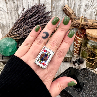Playing Games - Jack Of Hearts Playing Card Ring Fine Silver Size 10 / Foxlark Collection - One of a Kind