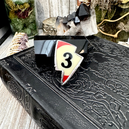 Playing Games - Lightning Bolt #3 Pool Ball Ring Fine Silver Size 8 / Foxlark Collection - One of a Kind