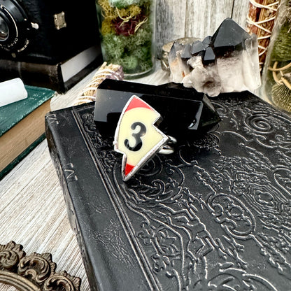 Playing Games - Lightning Bolt #3 Pool Ball Ring Fine Silver Size 8 / Foxlark Collection - One of a Kind