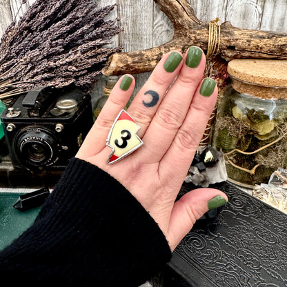 Playing Games - Lightning Bolt #3 Pool Ball Ring Fine Silver Size 8 / Foxlark Collection - One of a Kind