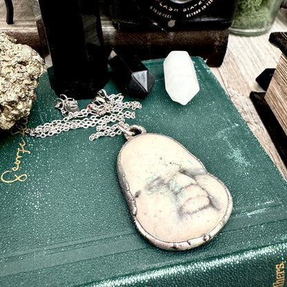 Ceramic Baby Doll Face Necklace Fine Silver / Foxlark Collection - One of a Kind