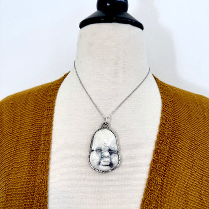 Ceramic Baby Doll Face Necklace Fine Silver / Foxlark Collection - One of a Kind