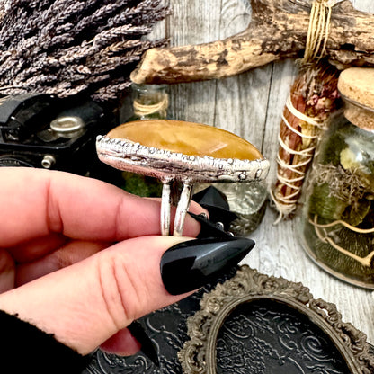 Baltic Amber Crystal Ring Fine Silver Size 9 / Foxlark Collection - One of a Kind