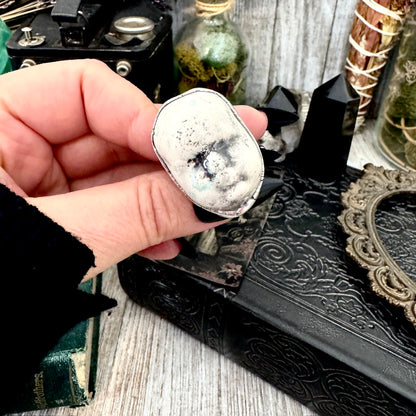 Ceramic Baby Doll Head Ring Fine Silver Size 5.5 / Foxlark Collection - One of a Kind