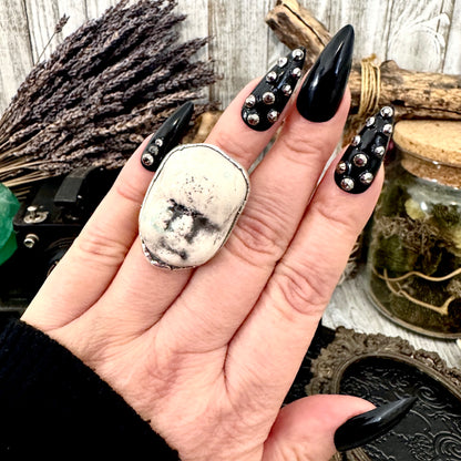 Ceramic Baby Doll Head Ring Fine Silver Size 5.5 / Foxlark Collection - One of a Kind