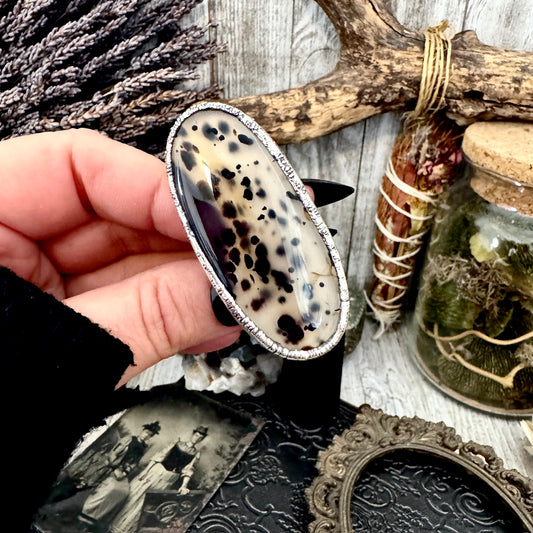 Montana Moss Agate Crystal Ring Fine Silver Size 7.5 / Foxlark Collection - One of a Kind