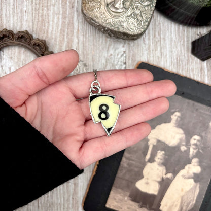 Lightning Bolt #8 Pool Ball Necklace Fine Silver / Foxlark Collection - One of a Kind