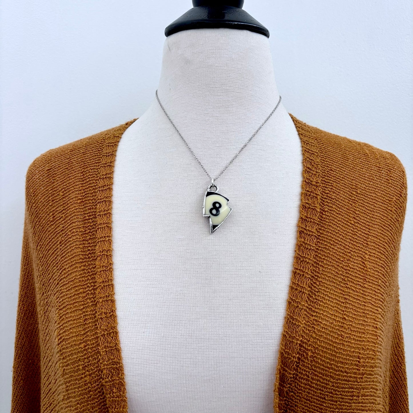 Lightning Bolt #8 Pool Ball Necklace Fine Silver / Foxlark Collection - One of a Kind