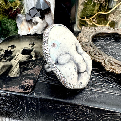 Ceramic Baby Doll Head Ring Fine Silver Size 10 / Foxlark Collection - One of a Kind
