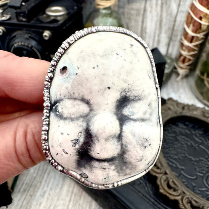 Ceramic Baby Doll Head Ring Fine Silver Size 10 / Foxlark Collection - One of a Kind