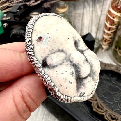 Ceramic Baby Doll Head Ring Fine Silver Size 10 / Foxlark Collection - One of a Kind