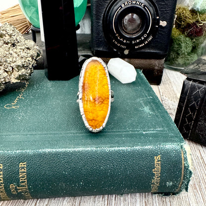 Baltic Amber Crystal Ring Fine Silver Size 8 / Foxlark Collection - One of a Kind