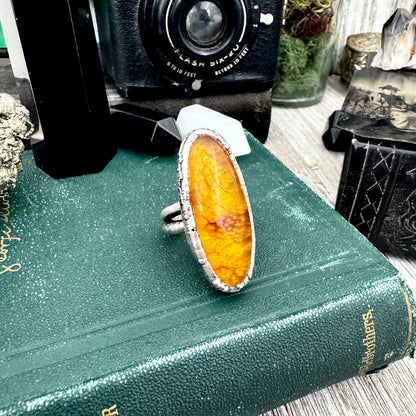 Baltic Amber Crystal Ring Fine Silver Size 8 / Foxlark Collection - One of a Kind