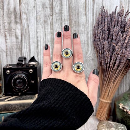 Blue Eyeball Fine Silver Ring Size 5 6 7 8 9 10 / Foxlark Collection