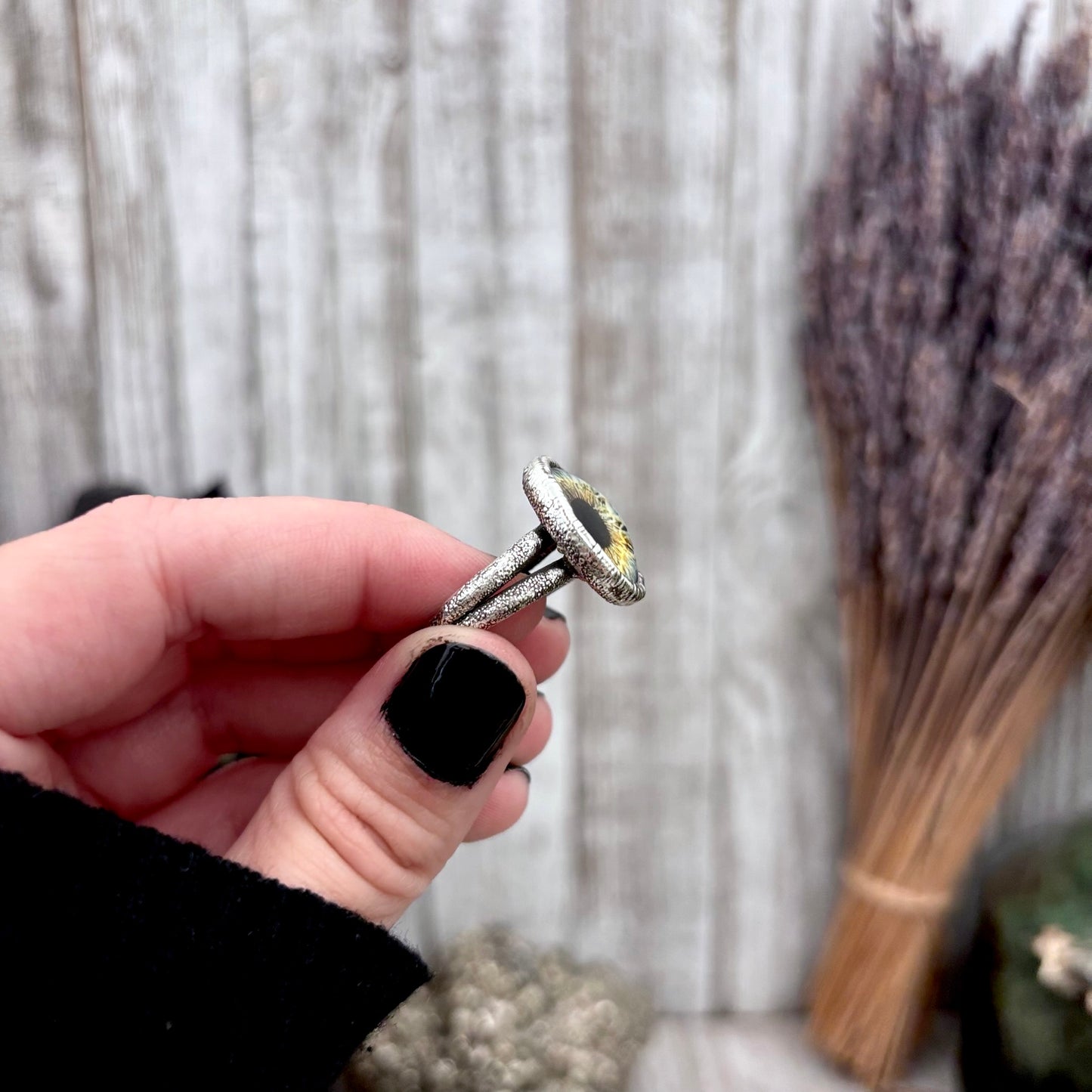 Blue Eyeball Fine Silver Ring Size 5 6 7 8 9 10 / Foxlark Collection