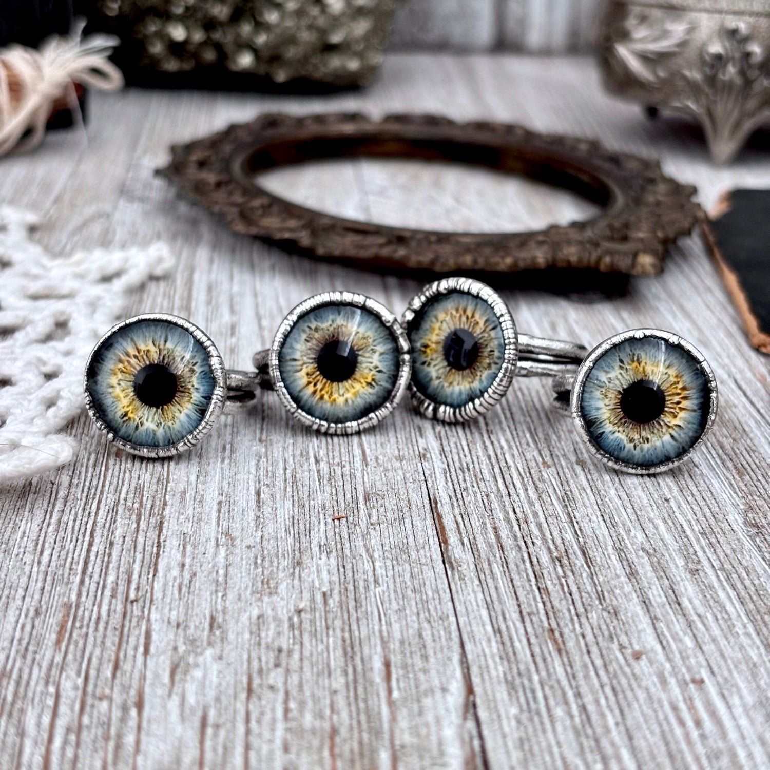 Blue Eyeball Fine Silver Ring Size 5 6 7 8 9 10 / Foxlark Collection FOXLARK
