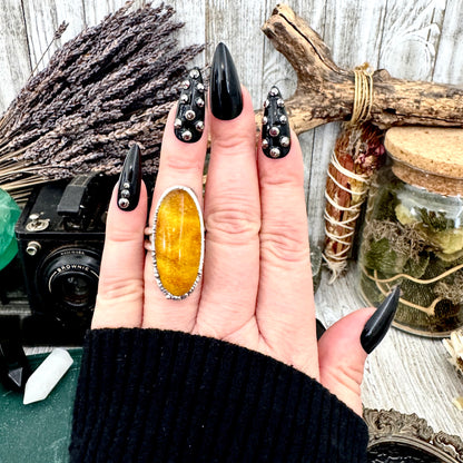 Baltic Amber Crystal Ring Fine Silver Size 6.5 / Foxlark Collection - One of a Kind