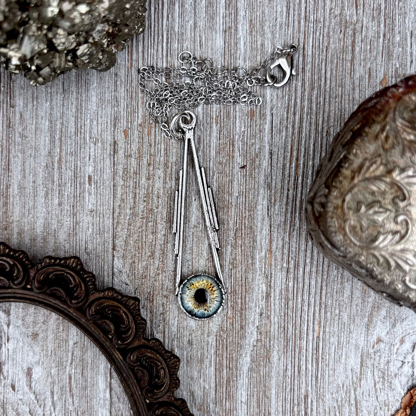 Blue Eyeball Necklace Fine Silver / Foxlark Collection - One of a Kind