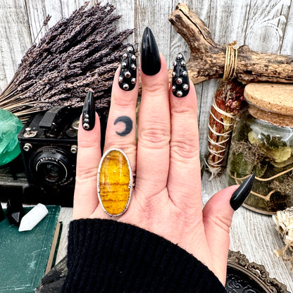 Baltic Amber Crystal Ring Fine Silver Size 7.5 / Foxlark Collection - One of a Kind