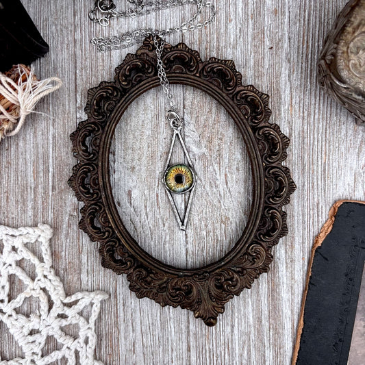 Green Eyeball Necklace Fine Silver / Foxlark Collection - One of a Kind