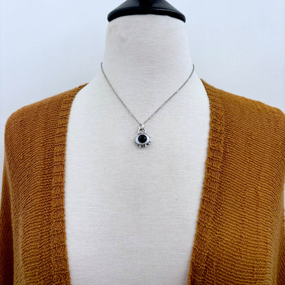 Brown/Gray Iris Glass Eyeball Necklace Fine Silver / Foxlark Collection - One of a Kind