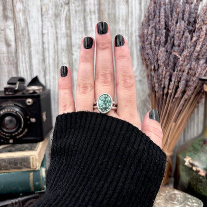 Blue Turquoise Stone Ring Fine Silver Size 9.5 / Foxlark Collection - One of a Kind