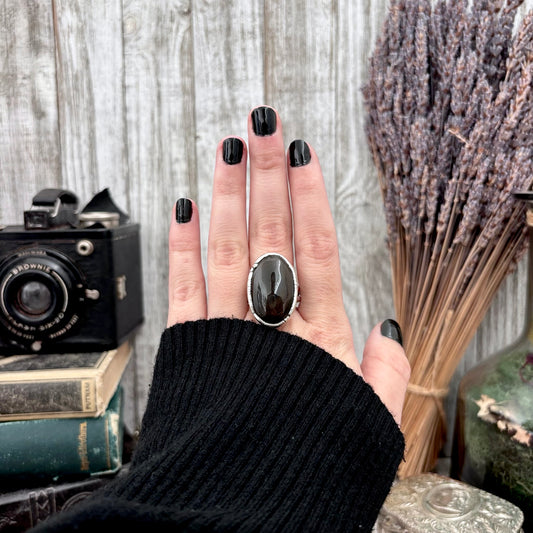 Rainbow Obsidian Crystal Ring Fine Silver Size 10 / Foxlark Collection - One of a Kind