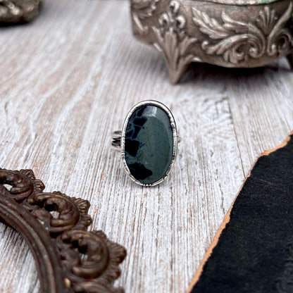 Spiderweb Obsidian Crystal Ring Fine Silver Size 7.5 / Foxlark Collection - One of a Kind