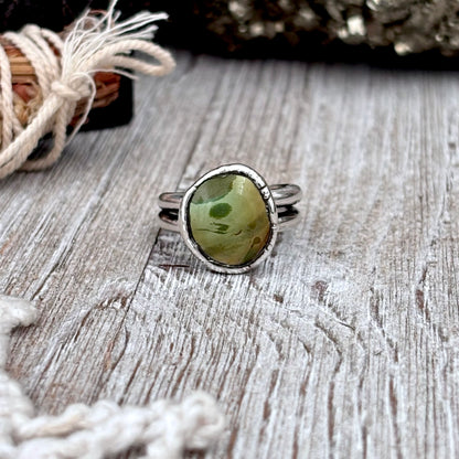 Green Turquoise Stone Ring Fine Silver Size 6.5 / Foxlark Collection - One of a Kind