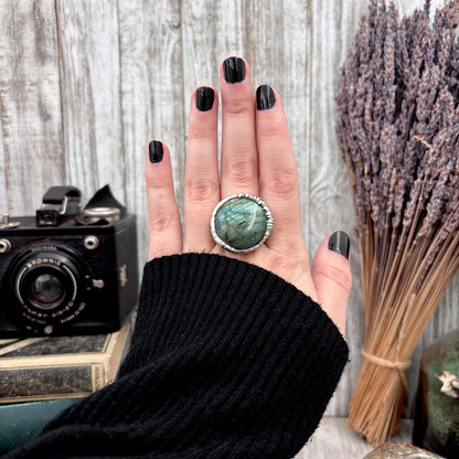 Labradorite Crystal  Ring Fine Silver Size 9.5 / Foxlark Collection - One of a Kind