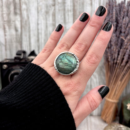 Labradorite Crystal  Ring Fine Silver Size 9.5 / Foxlark Collection - One of a Kind