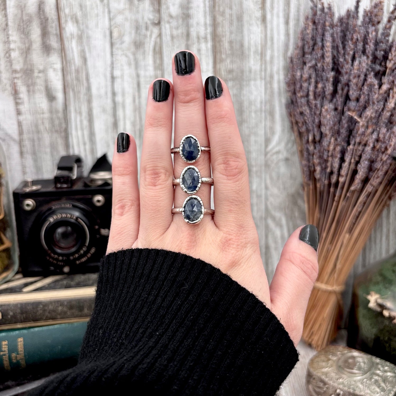 Sapphire Ring Fine Silver Small faceted Stone Ring Size 5 6 7 8 9 10 11 / Foxlark Collection FOXLARK