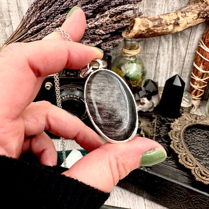 Silver Sheen Obsidian Necklace in Fine Silver / Foxlark Collection - One of a Kind
