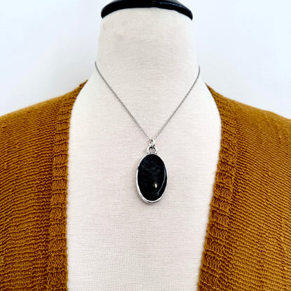 Silver Sheen Obsidian Necklace in Fine Silver / Foxlark Collection - One of a Kind