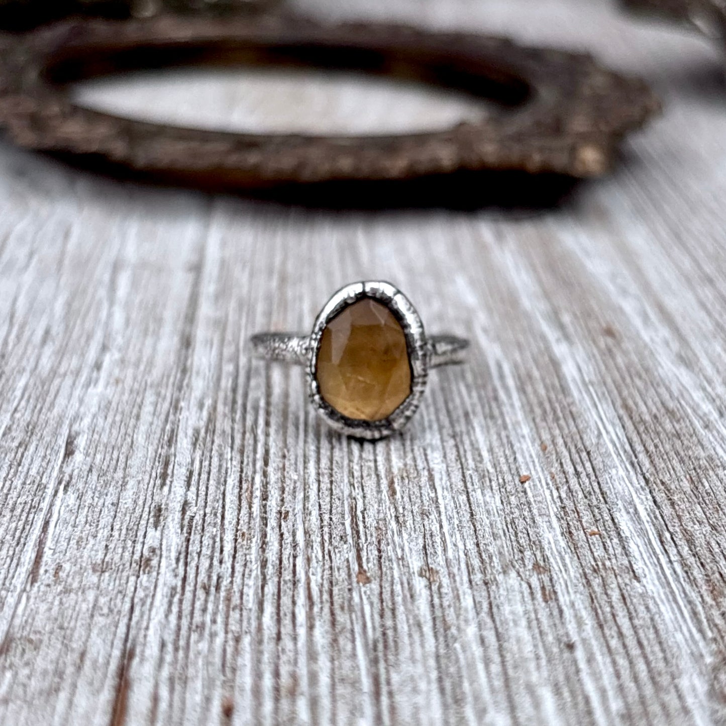 Citrine Ring Fine Silver Small faceted Stone Ring Size 5 6 7 8 9 10 11 / Foxlark Collection