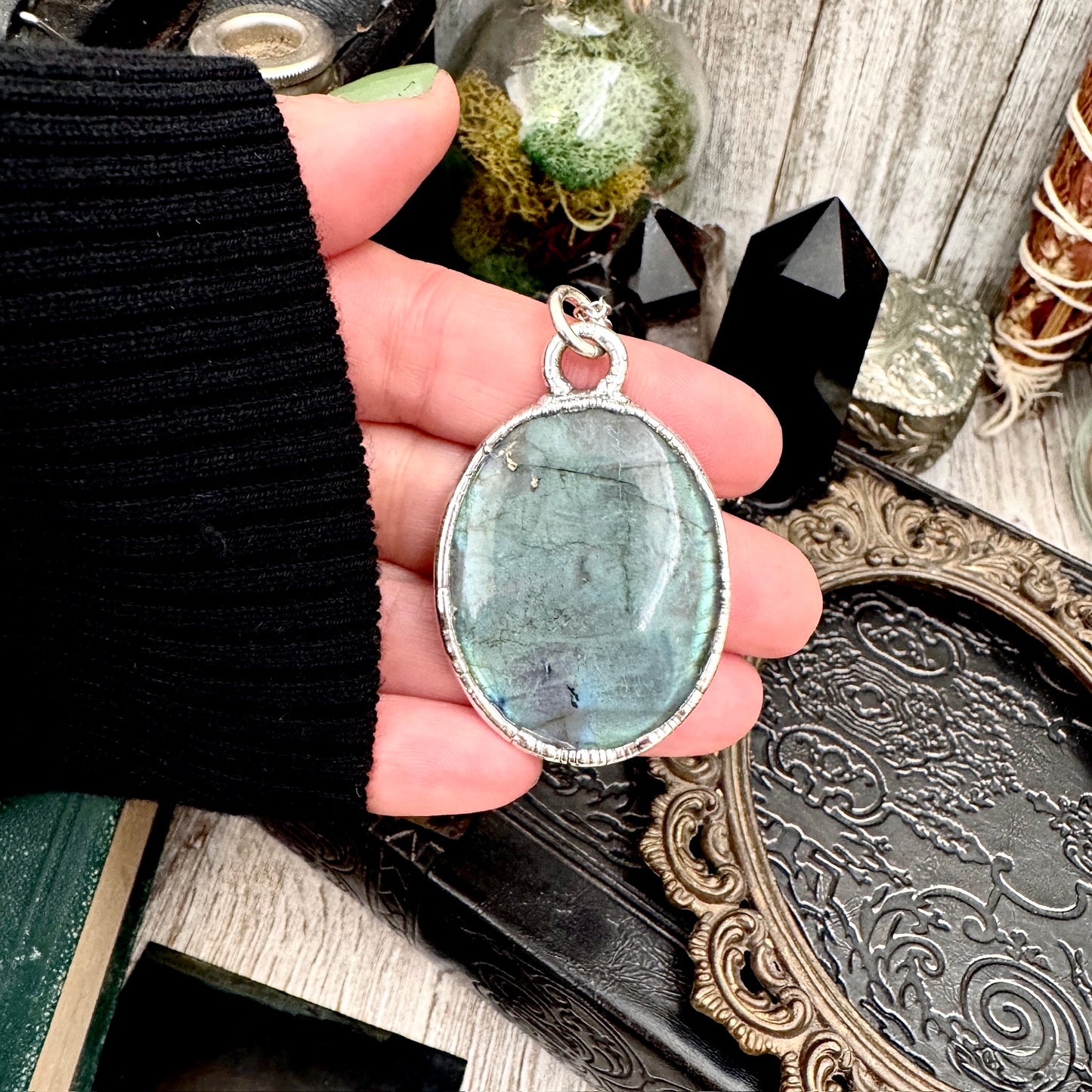 Blue Labradorite Necklace in Fine Silver / Foxlark Collection - One of a Kind