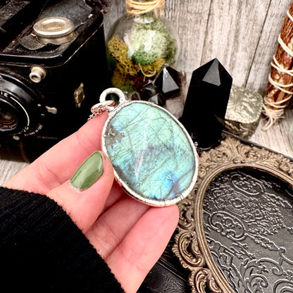 Blue Labradorite Necklace in Fine Silver / Foxlark Collection - One of a Kind