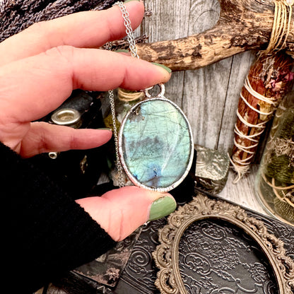 Blue Labradorite Necklace in Fine Silver / Foxlark Collection - One of a Kind