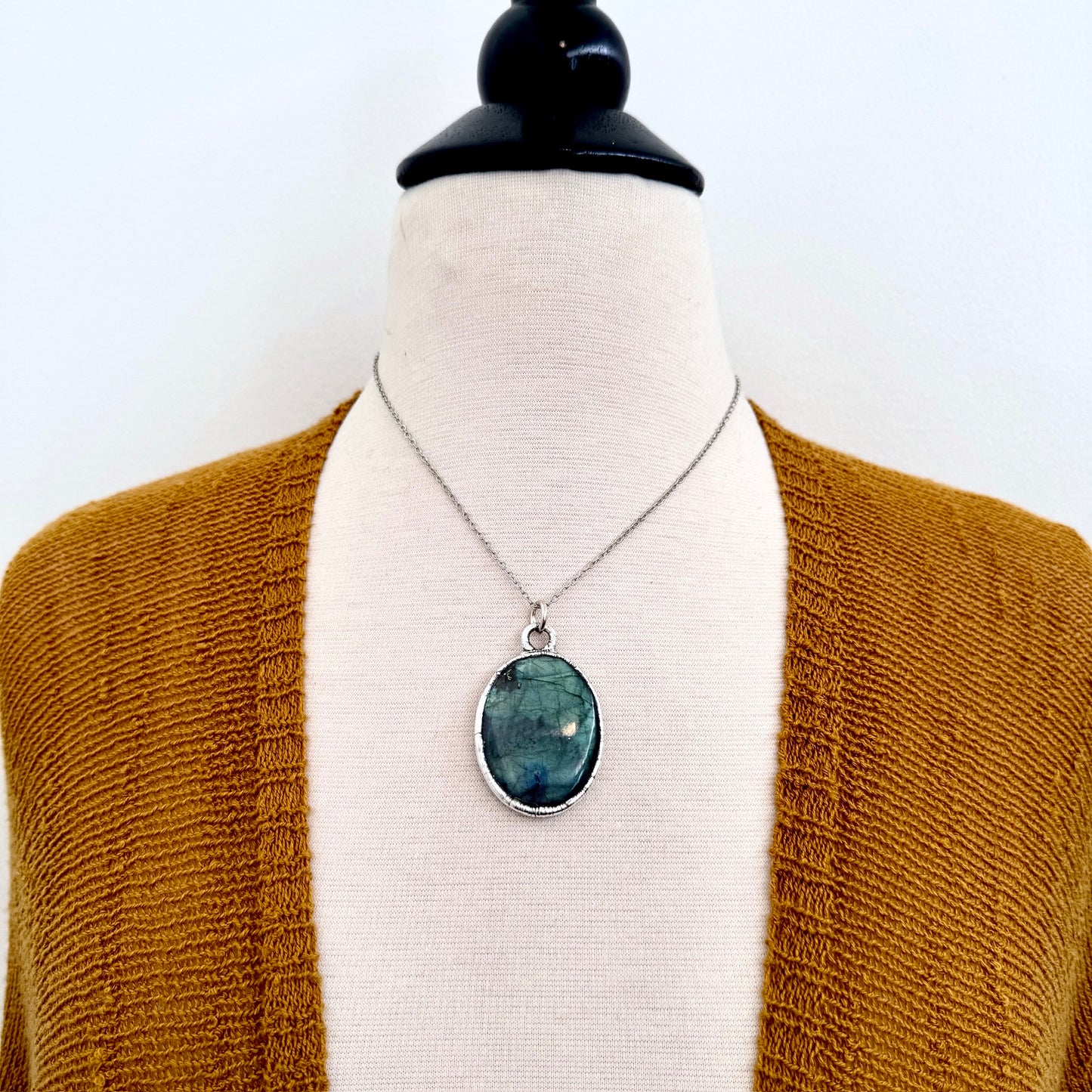 Blue Labradorite Necklace in Fine Silver / Foxlark Collection - One of a Kind