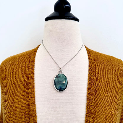 Blue Labradorite Necklace in Fine Silver / Foxlark Collection - One of a Kind