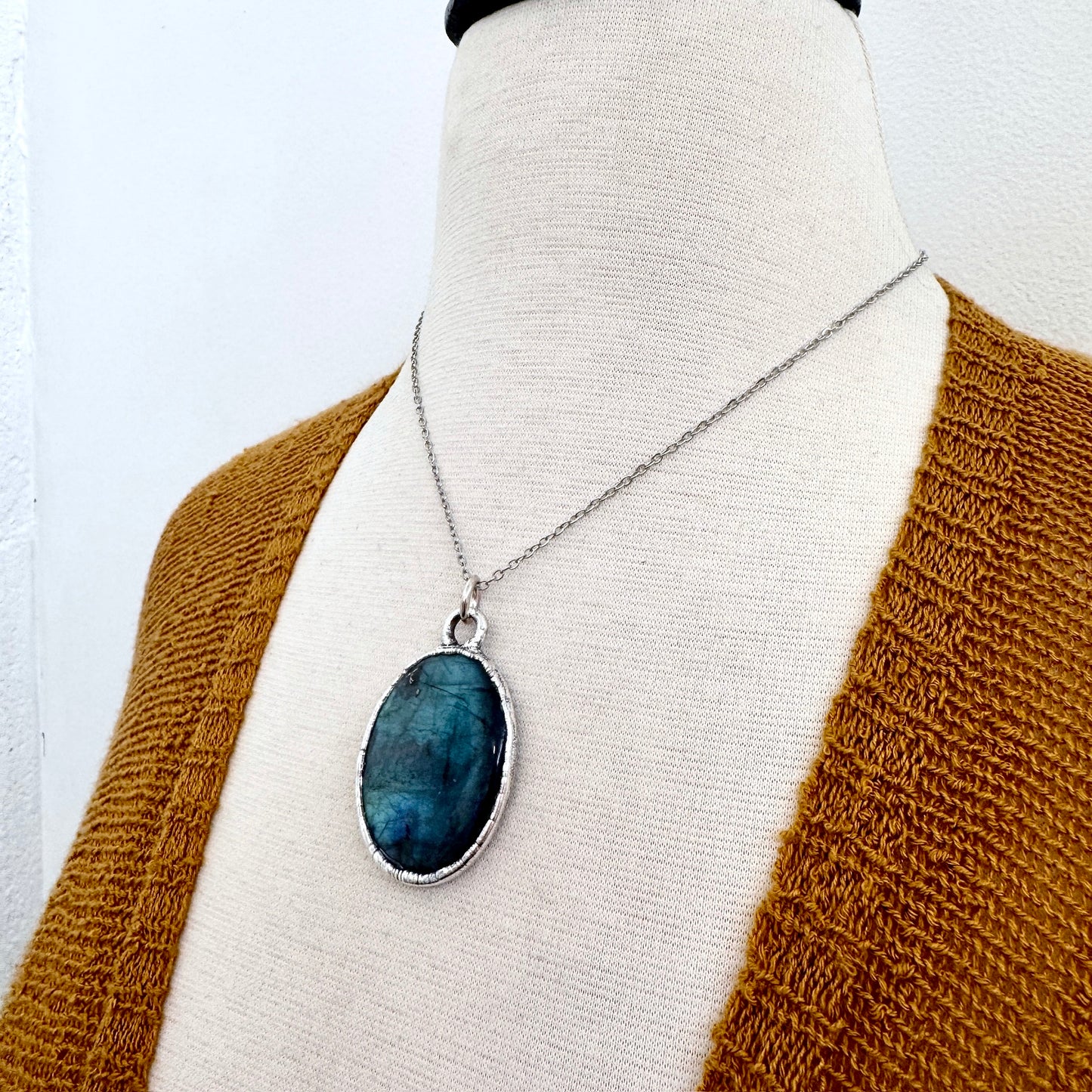 Blue Labradorite Necklace in Fine Silver / Foxlark Collection - One of a Kind