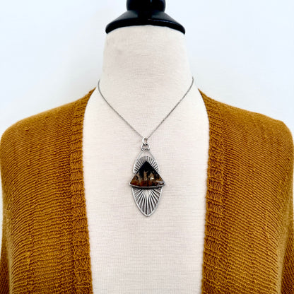 Moss & Moon Collection - Fossilized Palm Root Statement Necklace in Fine Silver / One of a Kind