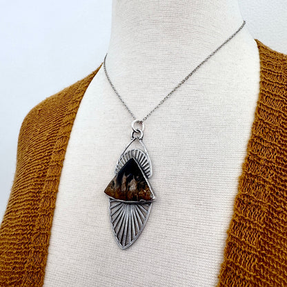 Moss & Moon Collection - Fossilized Palm Root Statement Necklace in Fine Silver / One of a Kind