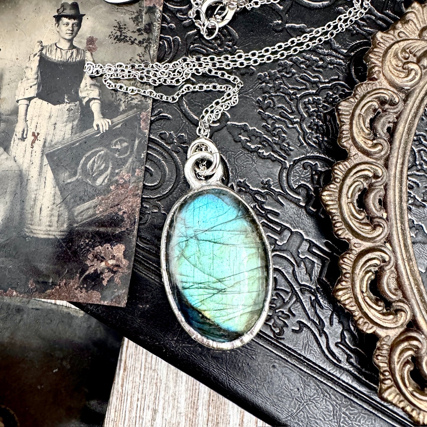 Blue Labradorite Necklace in Fine Silver / Foxlark Collection - One of a Kind