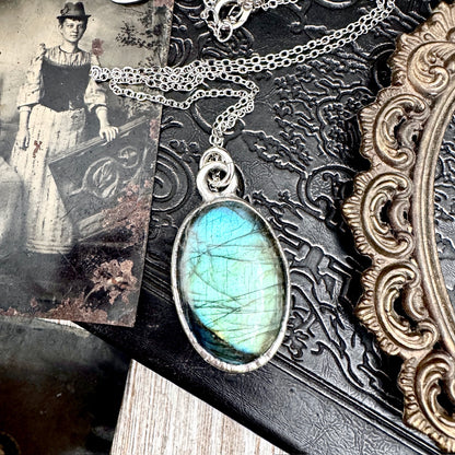 Blue Labradorite Necklace in Fine Silver / Foxlark Collection - One of a Kind
