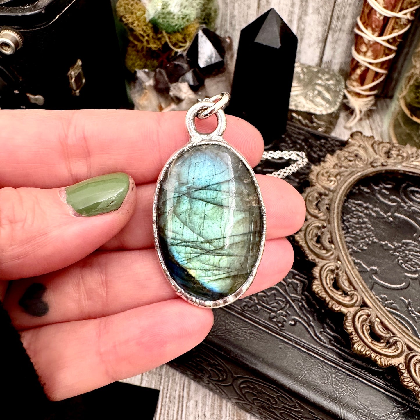 Blue Labradorite Necklace in Fine Silver / Foxlark Collection - One of a Kind