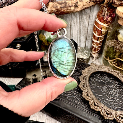 Blue Labradorite Necklace in Fine Silver / Foxlark Collection - One of a Kind