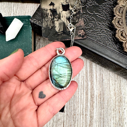 Blue Labradorite Necklace in Fine Silver / Foxlark Collection - One of a Kind